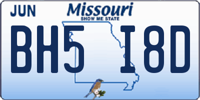 MO license plate BH5I8D