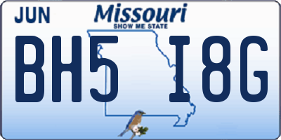 MO license plate BH5I8G