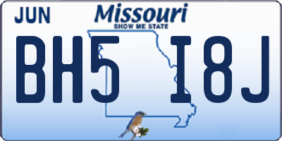 MO license plate BH5I8J