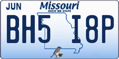 MO license plate BH5I8P