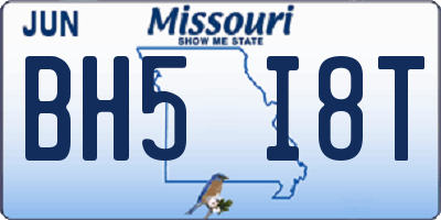 MO license plate BH5I8T