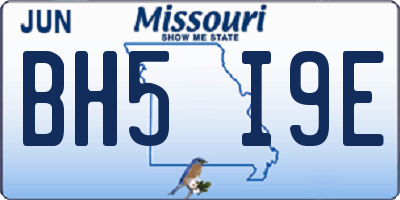 MO license plate BH5I9E