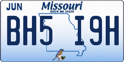 MO license plate BH5I9H