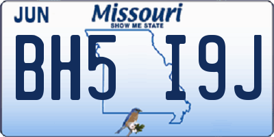 MO license plate BH5I9J