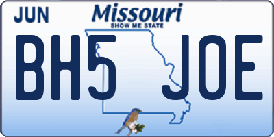 MO license plate BH5J0E