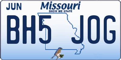 MO license plate BH5J0G