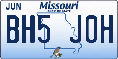 MO license plate BH5J0H
