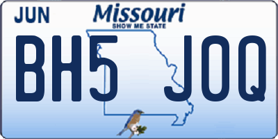 MO license plate BH5J0Q