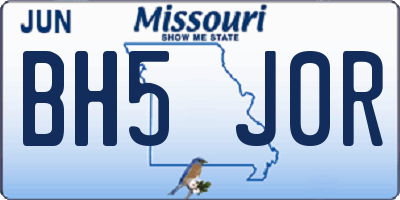 MO license plate BH5J0R