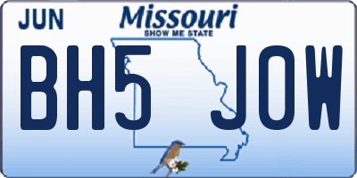 MO license plate BH5J0W