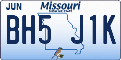 MO license plate BH5J1K