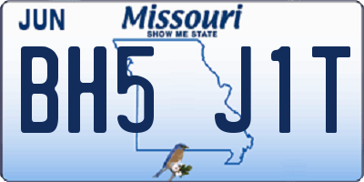 MO license plate BH5J1T