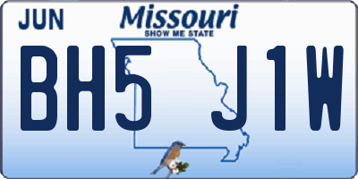 MO license plate BH5J1W
