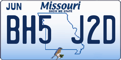 MO license plate BH5J2D