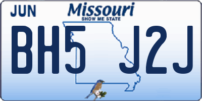 MO license plate BH5J2J