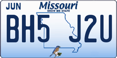 MO license plate BH5J2U