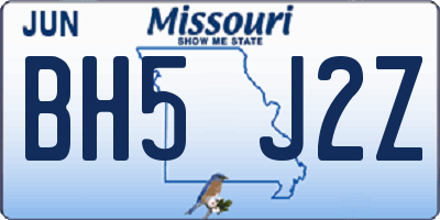 MO license plate BH5J2Z