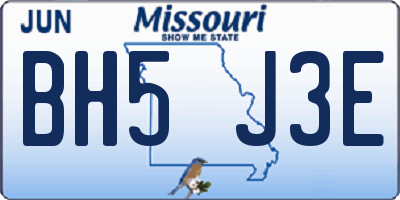 MO license plate BH5J3E