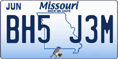 MO license plate BH5J3M