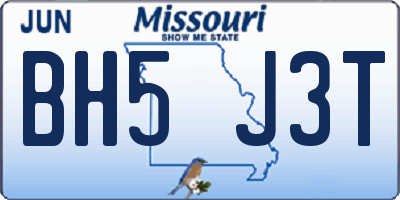 MO license plate BH5J3T