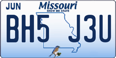 MO license plate BH5J3U