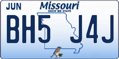 MO license plate BH5J4J