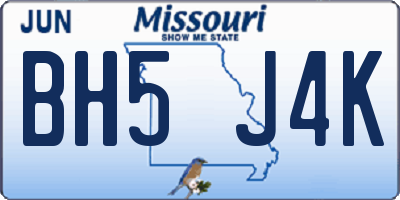 MO license plate BH5J4K