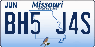 MO license plate BH5J4S