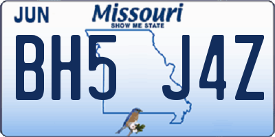 MO license plate BH5J4Z