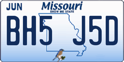 MO license plate BH5J5D