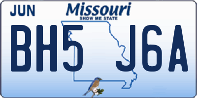 MO license plate BH5J6A