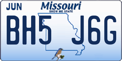 MO license plate BH5J6G