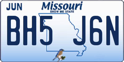 MO license plate BH5J6N