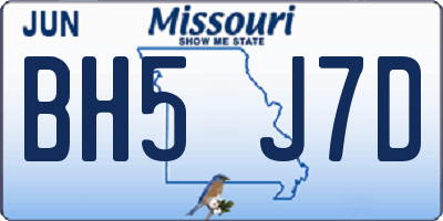 MO license plate BH5J7D