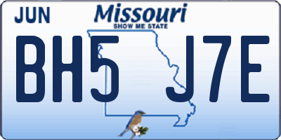MO license plate BH5J7E