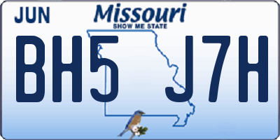 MO license plate BH5J7H
