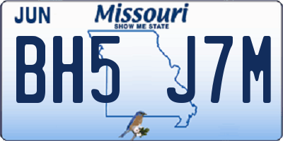 MO license plate BH5J7M