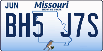 MO license plate BH5J7S