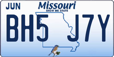 MO license plate BH5J7Y