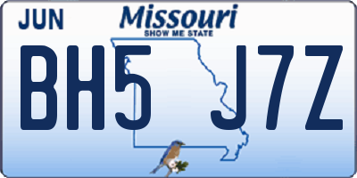 MO license plate BH5J7Z