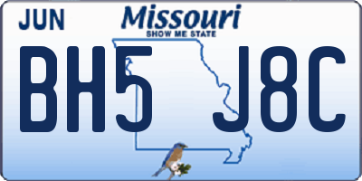 MO license plate BH5J8C