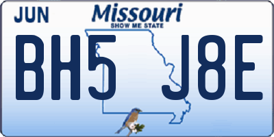 MO license plate BH5J8E