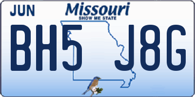 MO license plate BH5J8G