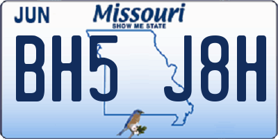MO license plate BH5J8H