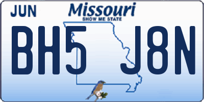 MO license plate BH5J8N