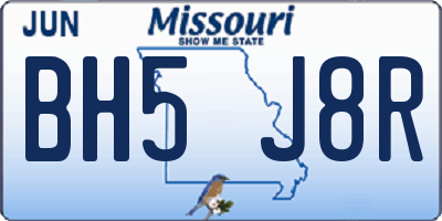 MO license plate BH5J8R