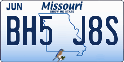 MO license plate BH5J8S