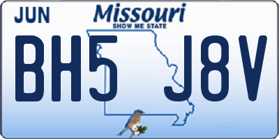 MO license plate BH5J8V