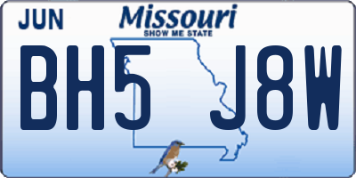 MO license plate BH5J8W