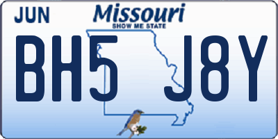 MO license plate BH5J8Y